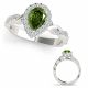 Green Diamond Twist Shank Halo Head Wedding Ring Band 14K Gold