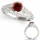 0.5 Carat Red Real Diamond Design Filigree Antique Ladies Ring 14K Gold
