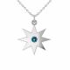 0.15 Carat Blue Diamond Star Pendant Necklace Chain 14K Gold