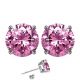 Round CZ Pink Topaz Birthstone Gemstone Stud Earrings 14K Gold