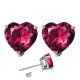 Heart CZ Ruby Birthstone Gemstone Stud Earrings 14K Gold