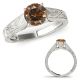 Champagne Real Diamond Milgraining Solitaire Bridal Ladies Ring 14K Gold