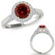 Red Real Diamond Beautiful Round Halo Engagement Ring Band 14K Gold