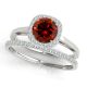 0.75 Carat Red Diamond Halo Engagement Round Ladies Ring Band 14K Gold