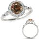 1.15 Carat Champagne Real Diamond Wedding Promise Fancy Halo Ring Eternity Band 14K Gold