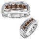 1.25 Carat Champagne Diamond 5 Stone Fancy Unique Mens Anniversary Band 14K Gold