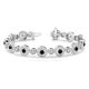 Black Diamond Double Circle Link 7 Inch Bracelet 14K Gold