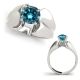 Blue Diamond Simple Cluster Sides Anniversary Ring 14K Gold