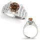 Champagne Diamond Unique Solitaire Multi-Row Engagement Ring 14K Gold