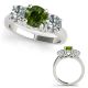 Green Diamond Lovely 3 Stone Round Engagement Ring Band 14K Gold