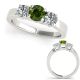 Green Diamond Classically Style Solitaire Ladies Ring 14K Gold