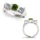 Green Diamond Classy Three Stone Engagement Ring 14K Gold
