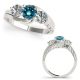 Blue Diamond Stylish Swirl Split Shank Ladies Ring 14K Gold