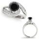 Black Diamond Beautiful styled Swirl Split Shank Ring Band 14K Gold