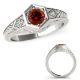 0.5 Carat Real Red Diamond Octagon Milgraining Design Solitaire Ring 14K Gold