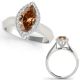 Champagne Diamond Solitaire Halo Marquise Wedding Ring 14K Gold