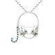0.12 Carat Blue Diamond Cat Pendant Necklace Chain 14K Gold