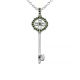 0.24 Carat Green Diamond Charm Key Pendant Necklace Chain 14K Gold