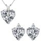 Diamond Heart Birth Gem Stone Set Pendant Earring 14K Gold