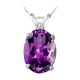Diamond Oval CZ Amethyst Gemstone Pendant 14K Gold