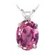 Diamond Oval CZ Pink Topaz Gemstone Pendant 14K Gold