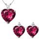 Ruby Heart Birth Gem Stone Set Pendant Earring 14K Gold Diamond