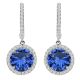 Sapphire Birthstone Hoop Huggies Halo Solitaire Round Dangling Earrings