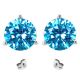 Blue Topaz Birthstone Gem 3 Prong Martini Stud Solitaire Round Earrings