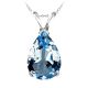 Pear CZ Aquamarine Birthstone Gemstone Pendant 14K Gold