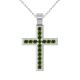 0.48 Carat Green Diamond Cross Pendant Necklace Chain 14K Gold