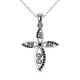 0.1 Carat Black Diamond Cross Pendant Necklace Chain 14K Gold