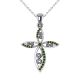 0.1 Carat Green Diamond Cross Pendant Necklace Chain 14K Gold