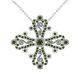 0.5 Carat Green Diamond Byzantine Cross Pendant Chain 14K Gold